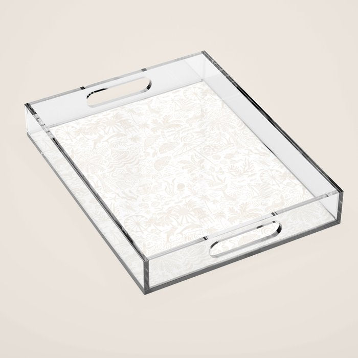 Coastal Daydreams Ivory Ocean Collage Pattern Acrylic Tray Gallery Image 1