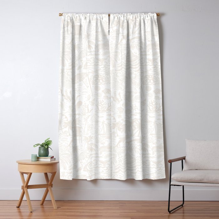 Coastal Daydreams Ivory Ocean Collage Pattern Window Curtain Gallery Image 5