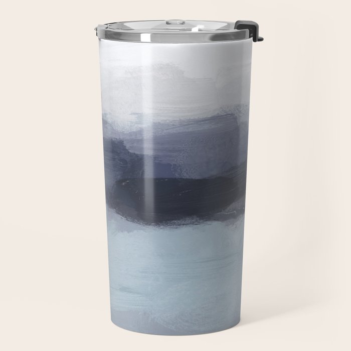 Shorebreak at Sunset - Plum Purple Navy Indigo Ocean Sky Blue Waves Abstract Nature Painting Art Travel Mug Gallery Image 2