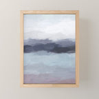 Shorebreak at Sunset - Plum Purple Navy Indigo Ocean Sky Blue Waves Abstract Nature Painting Art Mini Art Print Gallery Image 1