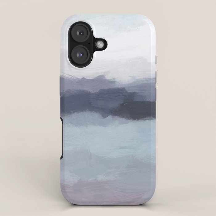 Shorebreak at Sunset - Plum Purple Navy Indigo Ocean Sky Blue Waves Abstract Nature Painting Art iPhone Case Gallery Image 1