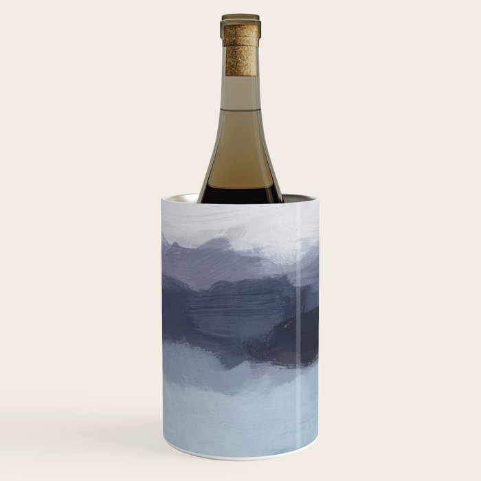 Shorebreak at Sunset - Plum Purple Navy Indigo Ocean Sky Blue Waves Abstract Nature Painting Art Wine Chiller Gallery Image 1