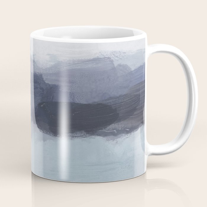 Shorebreak at Sunset - Plum Purple Navy Indigo Ocean Sky Blue Waves Abstract Nature Painting Art Coffee Mug Gallery Image 1