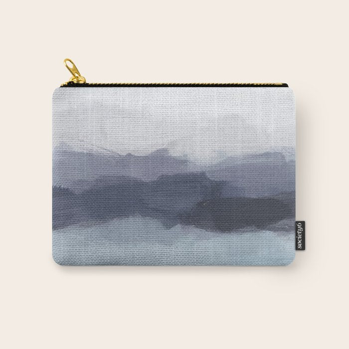 Shorebreak at Sunset - Plum Purple Navy Indigo Ocean Sky Blue Waves Abstract Nature Painting Art Carry All Pouch Gallery Image 1