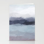 Shorebreak at Sunset - Plum Purple Navy Indigo Ocean Sky Blue Waves Abstract Nature Painting Art Stationery Card Gallery Image 2