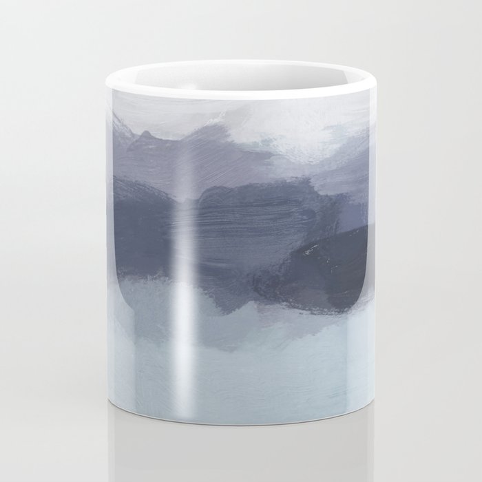 Shorebreak at Sunset - Plum Purple Navy Indigo Ocean Sky Blue Waves Abstract Nature Painting Art Coffee Mug Gallery Image 4