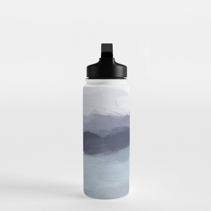 Shorebreak at Sunset - Plum Purple Navy Indigo Ocean Sky Blue Waves Abstract Nature Painting Art Water Bottle Gallery Image 3