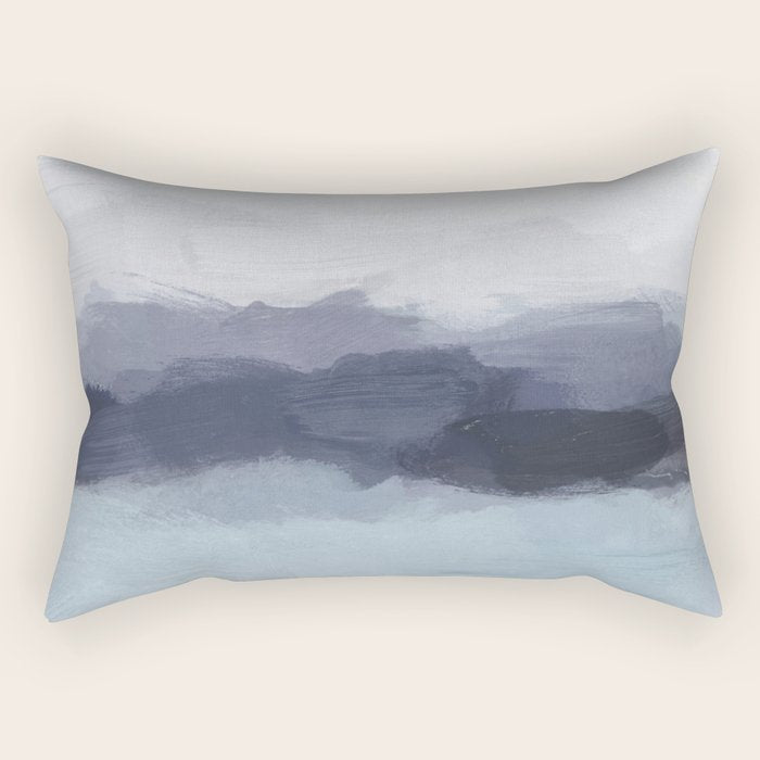 Shorebreak at Sunset - Plum Purple Navy Indigo Ocean Sky Blue Waves Abstract Nature Painting Art Rectangular Pillow Gallery Image 1