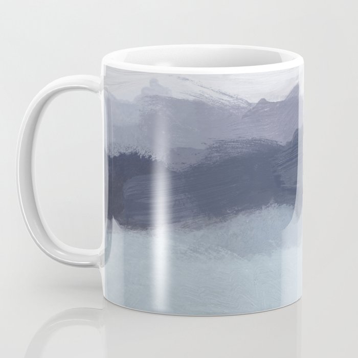 Shorebreak at Sunset - Plum Purple Navy Indigo Ocean Sky Blue Waves Abstract Nature Painting Art Coffee Mug Gallery Image 3