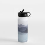 Shorebreak at Sunset - Plum Purple Navy Indigo Ocean Sky Blue Waves Abstract Nature Painting Art Water Bottle Gallery Image 1
