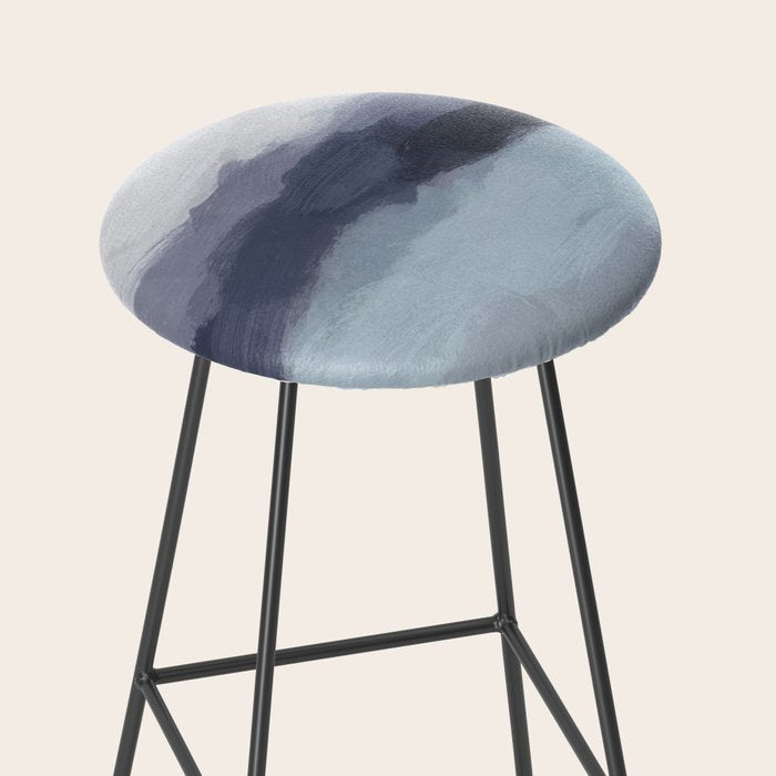 Shorebreak at Sunset - Plum Purple Navy Indigo Ocean Sky Blue Waves Abstract Nature Painting Art Stool Gallery Image 2