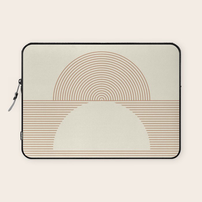 Geometric lines in Shades of Coffee and Latte 4 (Sunrise and Sunset) Laptop Sleeve Gallery Image 1