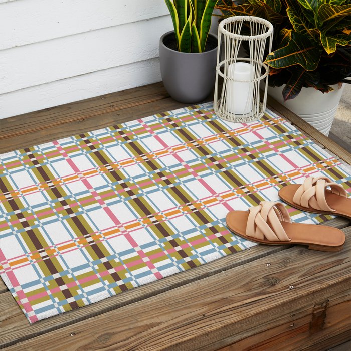 Bold Crosshatch Colorful Outdoor Rug Gallery Image 2