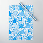 Winter Forest Woodland Animals in Blue Wrapping Paper Gallery Image 1