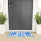 Winter Forest Woodland Animals in Blue Welcome Mat Gallery Image 3