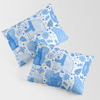 Winter Forest Woodland Animals in Blue Pillow Sham Gallery Image 3