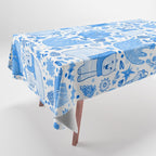 Winter Forest Woodland Animals in Blue Tablecloth Gallery Image 1