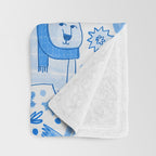 Winter Forest Woodland Animals in Blue Throw Blanket Gallery Image 3