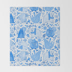 Winter Forest Woodland Animals in Blue Throw Blanket Gallery Image 2