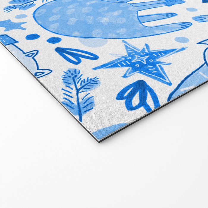 Winter Forest Woodland Animals in Blue Welcome Mat Gallery Image 2