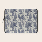 Bigfoot / Sasquatch Toile de Jouy in Blue Laptop Sleeve Gallery Image 1