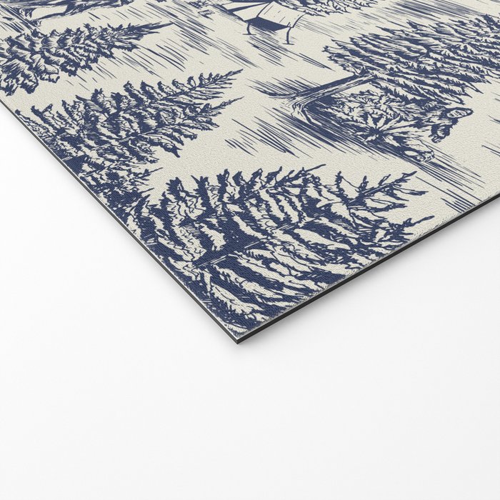 Bigfoot / Sasquatch Toile de Jouy in Blue Welcome Mat Gallery Image 2