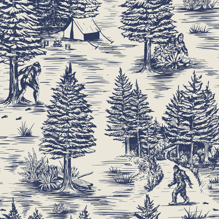Bigfoot / Sasquatch Toile de Jouy in Blue Coffee Mug Gallery Image 2