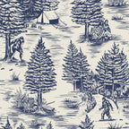 Bigfoot / Sasquatch Toile de Jouy in Blue Coffee Mug Gallery Image 2