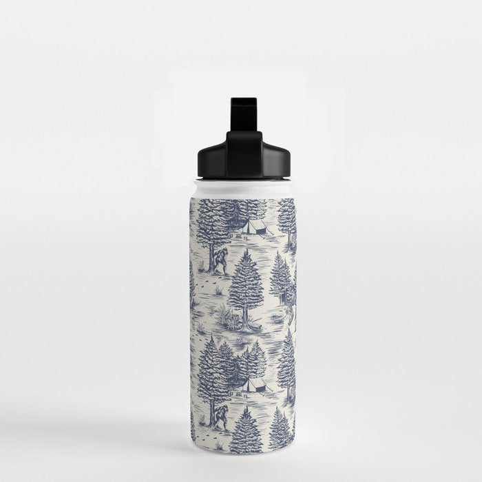 Bigfoot / Sasquatch Toile de Jouy in Blue Water Bottle Gallery Image 2