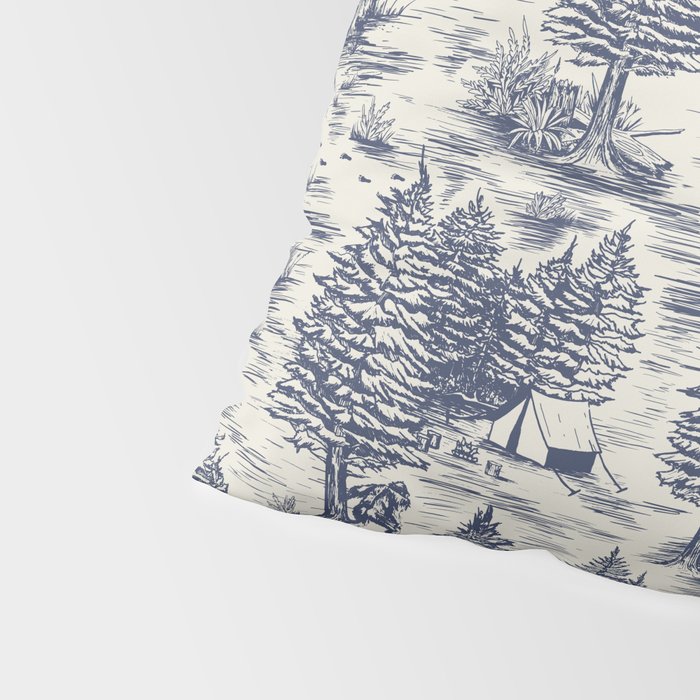 Bigfoot / Sasquatch Toile de Jouy in Blue Pillow Sham Gallery Image 4