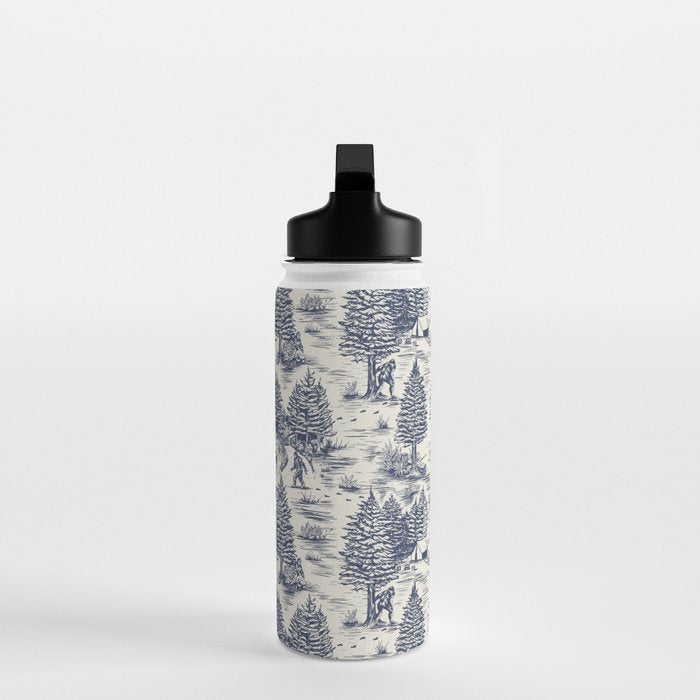 Bigfoot / Sasquatch Toile de Jouy in Blue Water Bottle Gallery Image 3