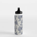 Bigfoot / Sasquatch Toile de Jouy in Blue Water Bottle Gallery Image 3