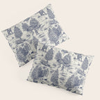 Bigfoot / Sasquatch Toile de Jouy in Blue Pillow Sham Gallery Image 3