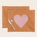 Cute Pink Heart on Orange Minimal Placemat Gallery Image 1