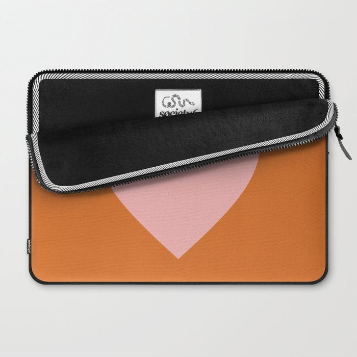 Cute Pink Heart on Orange Minimal Laptop Sleeve Gallery Image 2