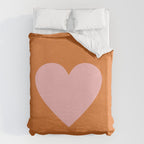 Cute Pink Heart on Orange Minimal Duvet Cover Gallery Image 6