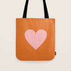 Cute Pink Heart on Orange Minimal Tote Bag Gallery Image 1