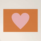 Cute Pink Heart on Orange Minimal Welcome Mat Gallery Image 1