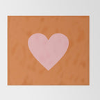 Cute Pink Heart on Orange Minimal Throw Blanket Gallery Image 2
