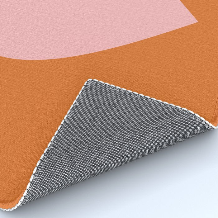 Cute Pink Heart on Orange Minimal Rug Gallery Image 4
