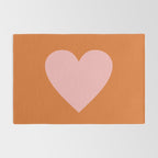 Cute Pink Heart on Orange Minimal Rug Gallery Image 2