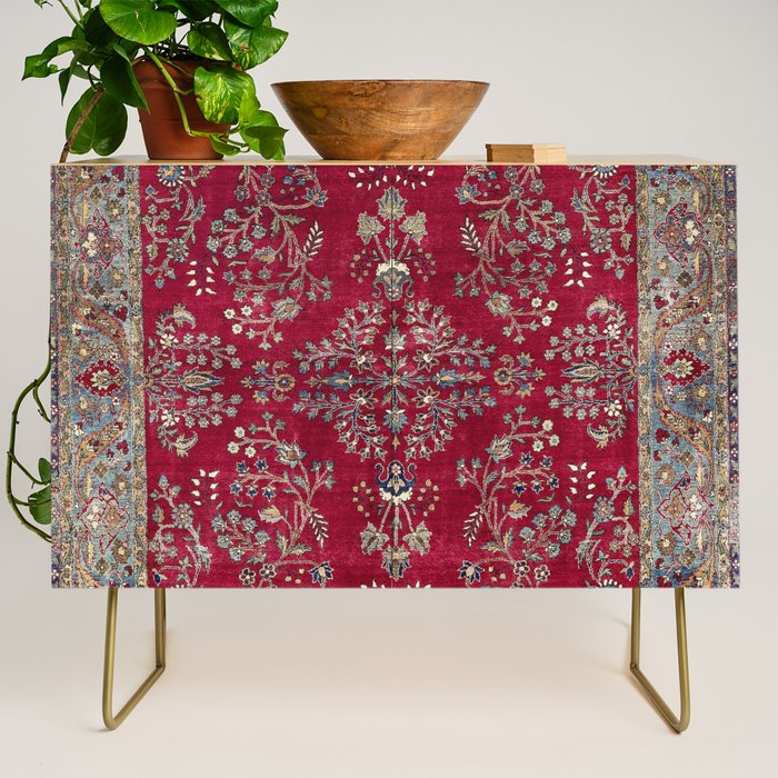 Kashan Central Persian Silk Rug Print Credenza Gallery Image 1
