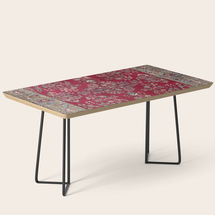 Kashan Central Persian Silk Rug Print Coffee Table Gallery Image 1