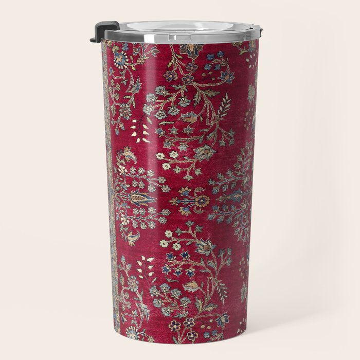 Kashan Central Persian Silk Rug Print Travel Mug Gallery Image 3