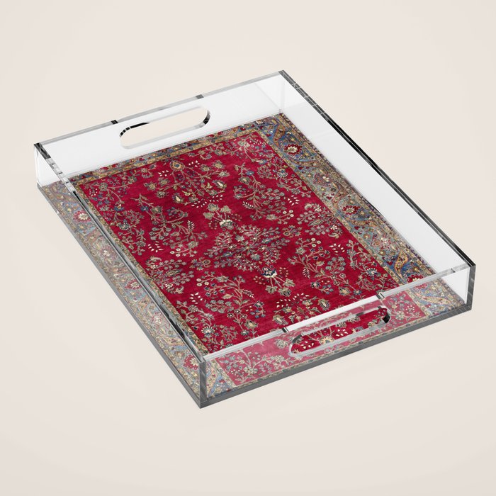 Kashan Central Persian Silk Rug Print Acrylic Tray Gallery Image 1