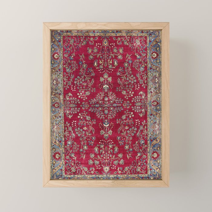 Kashan Central Persian Silk Rug Print Mini Art Print Gallery Image 1