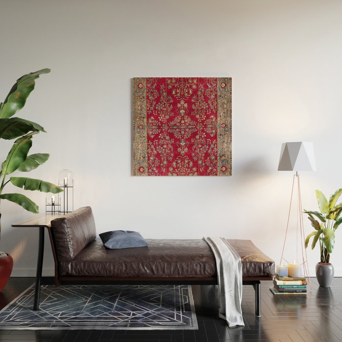 Kashan Central Persian Silk Rug Print Wood Wall Art Gallery Image 2