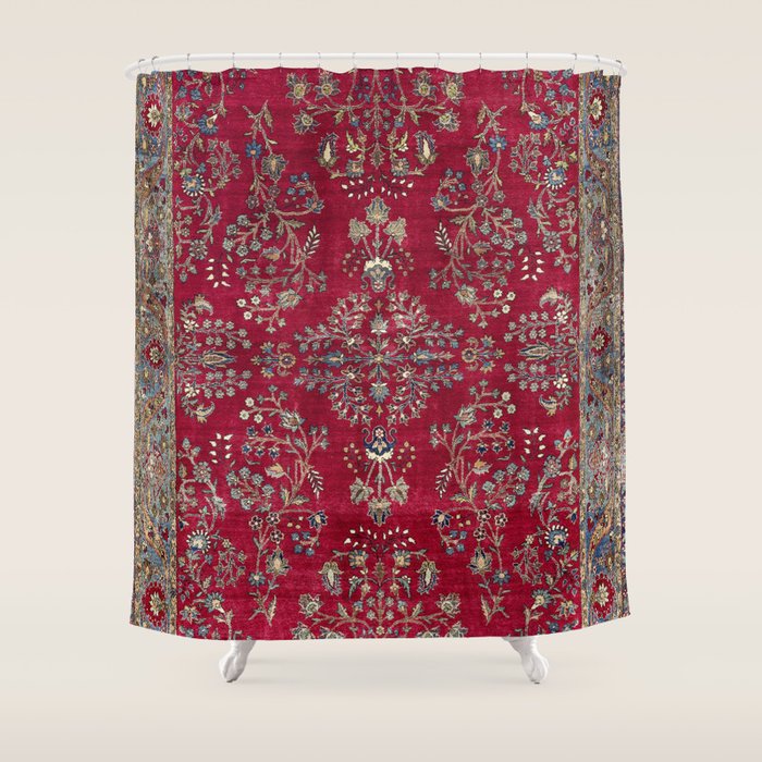 Kashan Central Persian Silk Rug Print Shower Curtain Gallery Image 1