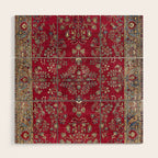 Kashan Central Persian Silk Rug Print Wood Wall Art Gallery Image 1