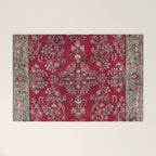 Kashan Central Persian Silk Rug Print Welcome Mat Gallery Image 1